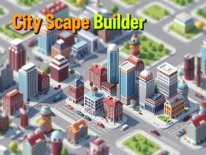 City Scape Builder initial village setup with small houses, a well, and dirt roads